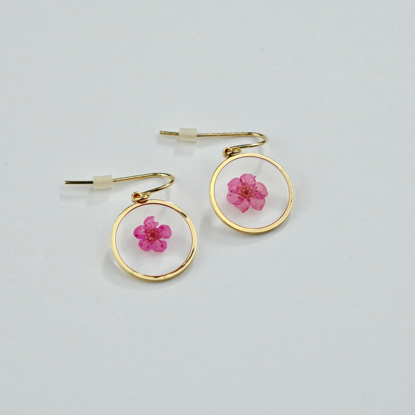 Øreringe - pink blomst